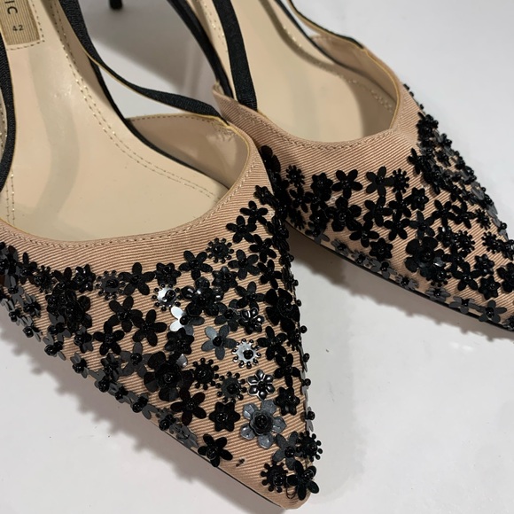 Zara Slingback Kitten Heel Beaded 42 US 11.5 - Picture 4 of 6